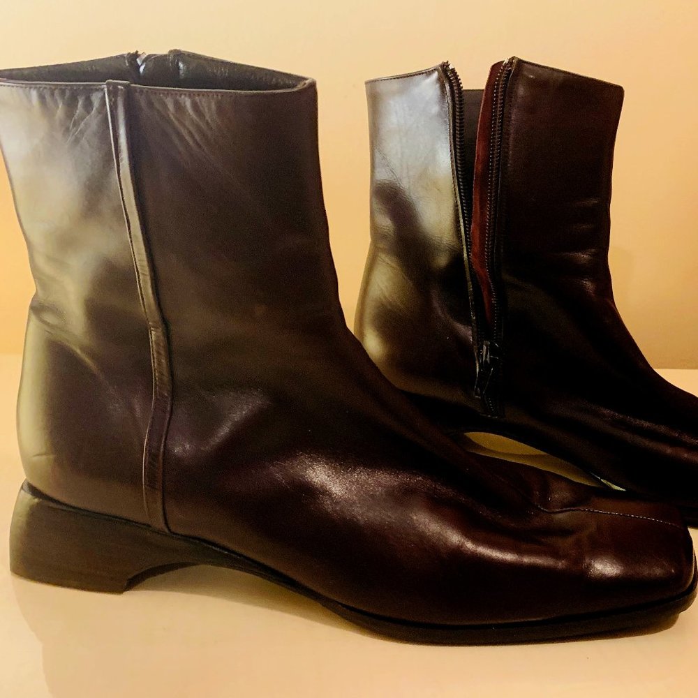 New! LK Bennett Dark Brown Leather ANKLE Heel BOOT
